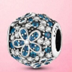 Pandora Teal Pave Daisy Flower Charm